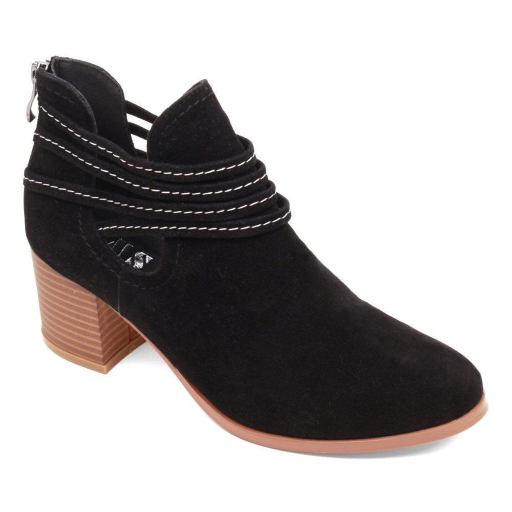 Festival Western Strappy Wraparound Cut-out Booties Vegan Suede Coastal Cowgirl - Picture 2 of 3